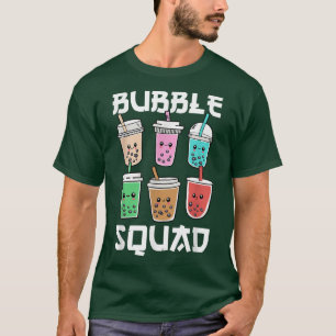 Camiseta Equipe do Esquadrão de Chá Boba Kawaii Anime Neko 