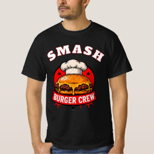 Camiseta 🍔 Equipe do Grill do Restaurante Smash Burger Cre