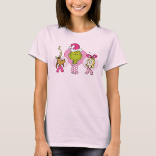 Camiseta Equipe do Grinch em Retrato Rosa de Dia dos Namora
