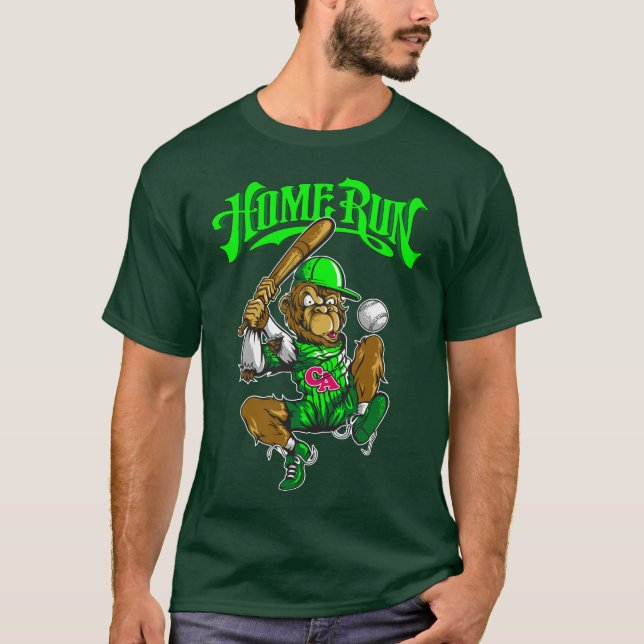 Camiseta Equipe do Macaco de Home Run Joga Baseball (Frente)