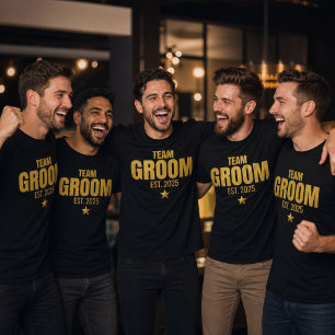 Camiseta Equipe do Noivo Personalizada Est 20xx Dourado Des