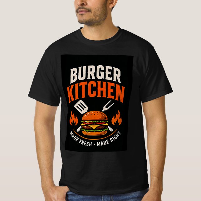 Camiseta 🍔 Equipe Do Restaurante Grill Burger Kitchen 🍟 (Frente)