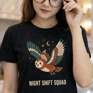Camiseta Equipe do Turno da Noite Coruja e Ouriço