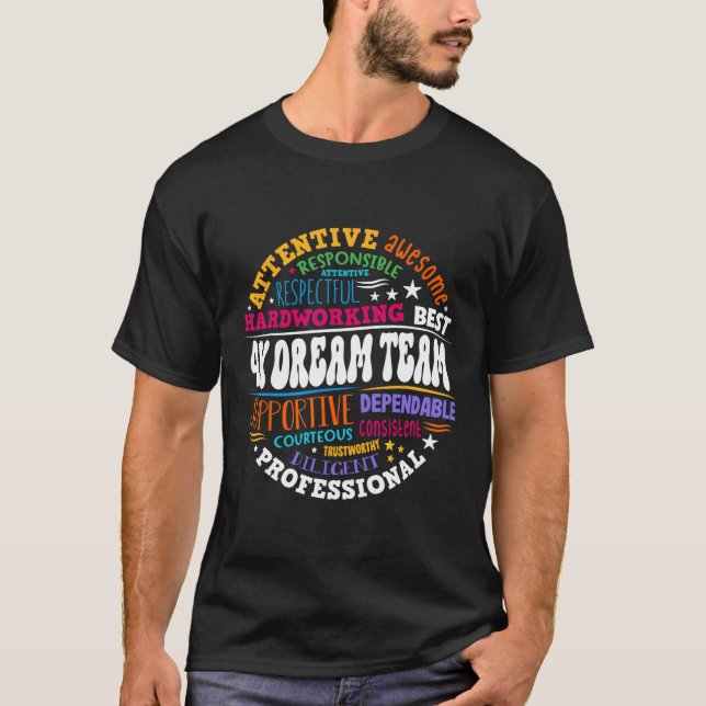 Camiseta Equipe dos Sonhos Groovy 4k Professora Jardim de I (Frente)