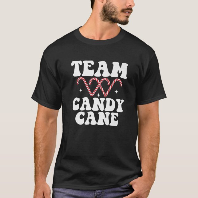 Camiseta Equipe Engraçada Candy Cane Natal Retro Groovy Can (Frente)