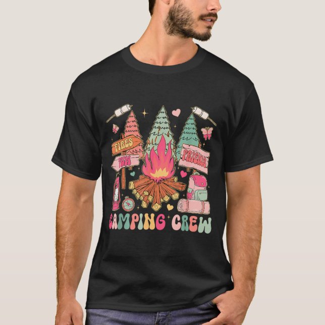 Camiseta Equipe engraçada de acampamento fogueira combinand (Frente)