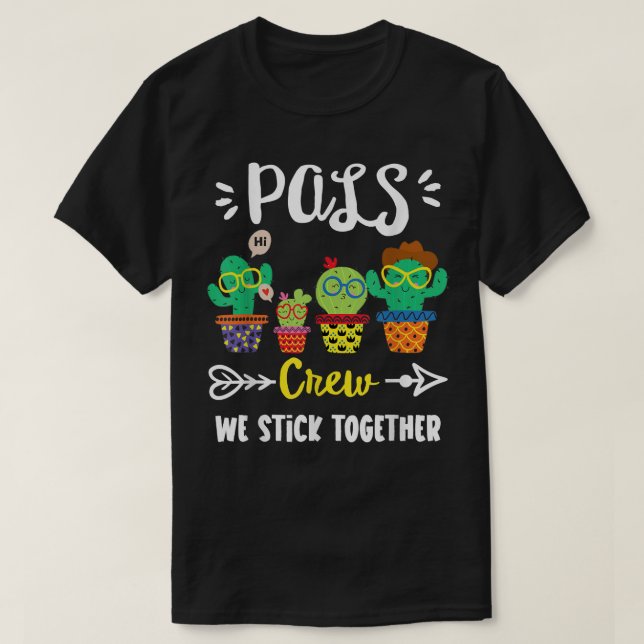 Camiseta Equipe Engraçada De Cactus Escolar PALS Professora (Frente do Design)