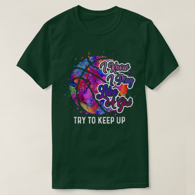 Camiseta Equipe Engraçada De Mulheres De Basquete Joga Como (Frente do Design)