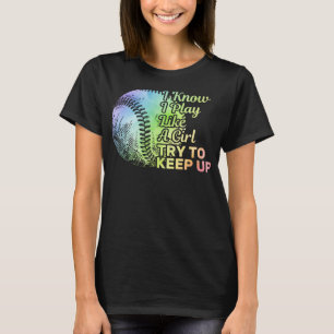 Camiseta Equipe Engraçada De Mulheres De Beisebol Brincando