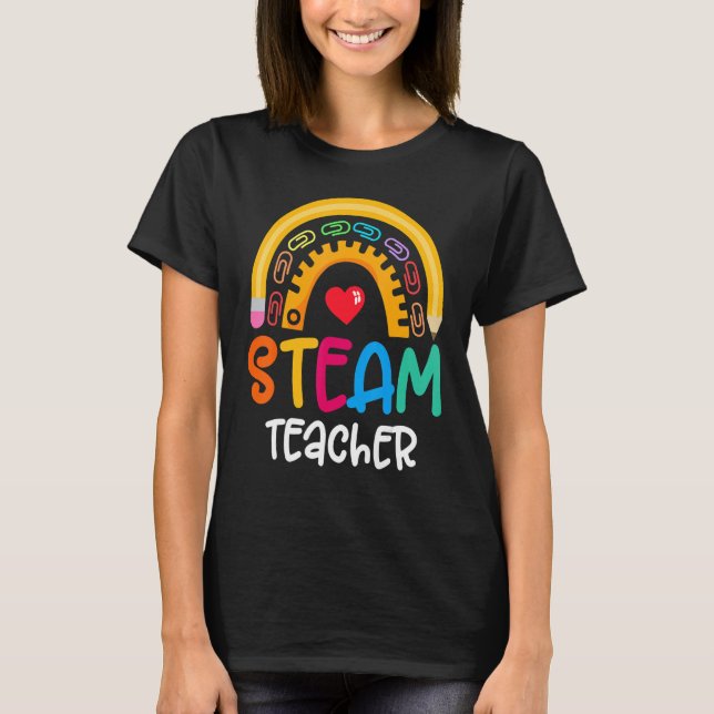 Camiseta Equipe Esquadrão de Professores Steam De Volta à E (Frente)