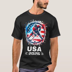 Camiseta Equipe EUA 2026 Hóquei Bandeira Americana Mulheres