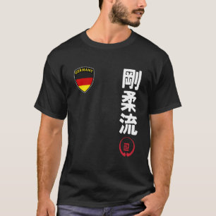 Camiseta Equipe Karate Goju Ryu Bandeira Alemã Kanji Japonê