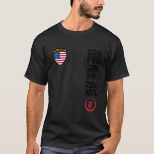 Camiseta Equipe Karate Goju Ryu Bandeira EUA Kanji Japonês