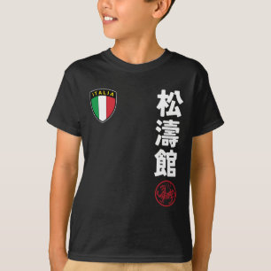 Camiseta Equipe Karate Shotokan Itália Flag Kanji Japonês M