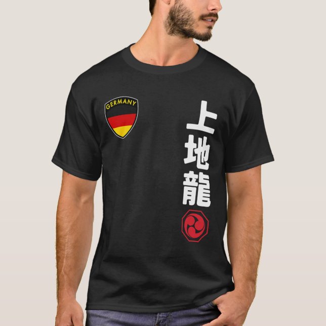 Camiseta Equipe Karate Uechi Ryu Bandeira Alemã Japonesa (Frente)