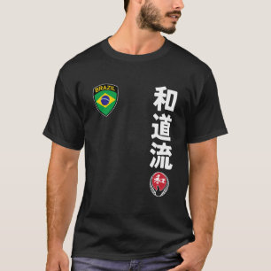 Camiseta Equipe Karate Wado Ryu Bandeira Brasil Kanji Japon