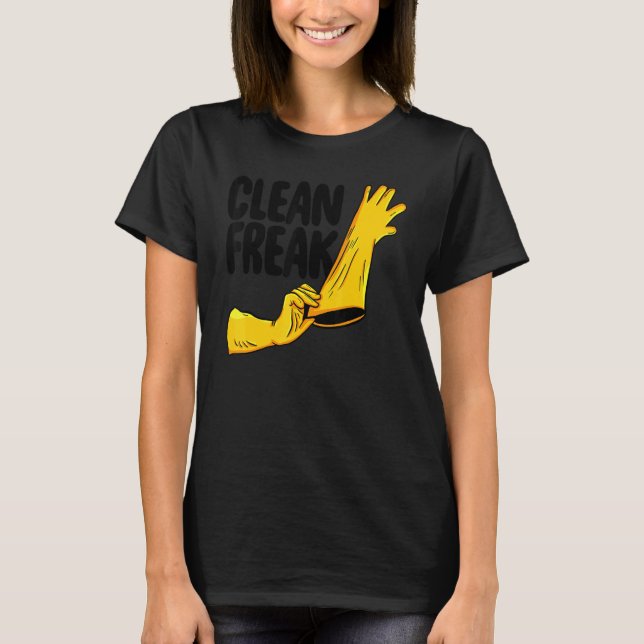 Camiseta Equipe Limpa de Limpeza de Mulheres de Freak Limpo (Frente)