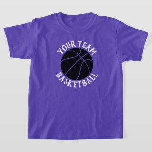 Camiseta Equipe Negra de Basquete, Nome do Jogador e Número