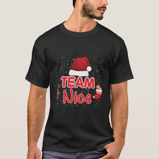 Camiseta Equipe Nice Santa Hat Natal Elf Feliz Xmas Squad (Frente)