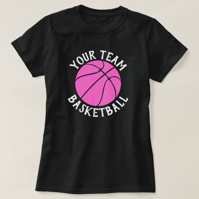 Camiseta Equipe personalizada de basquete cor-de-rosa (Frente do Design)