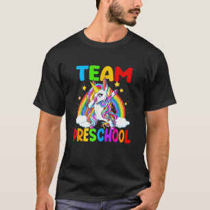 Camiseta Equipe Pré-Escolar Dabbing Unicorn de volta à esco