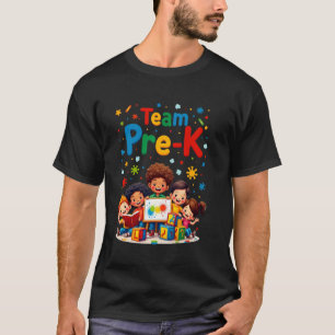 Camiseta Equipe Pré-K Diversão e Sala de Aula Colorida Cria