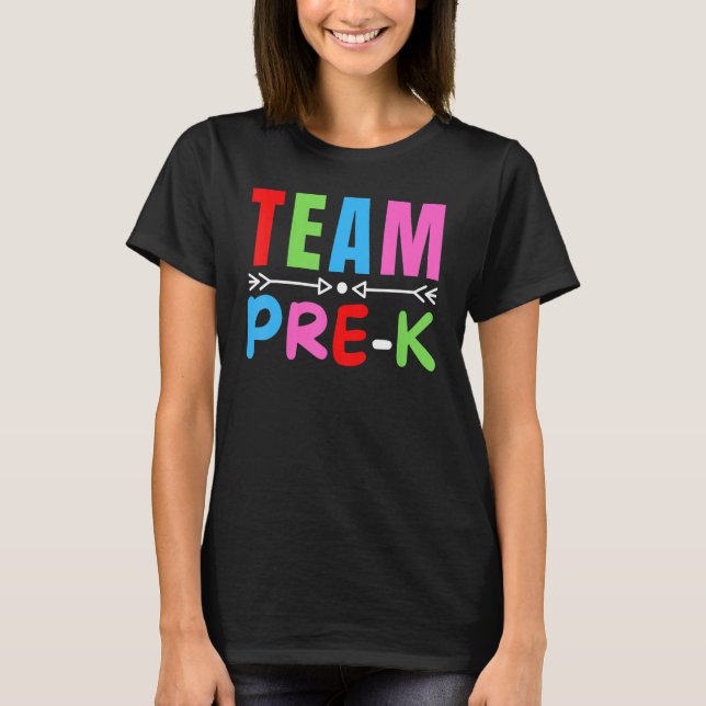 Camiseta Equipe Pré-K Esquadrão Pré-K Professor Equipe de V (Frente)
