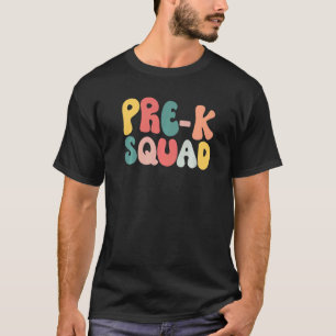 Camiseta Equipe Pre K Squad de Volta às Aulas Groovy Retro