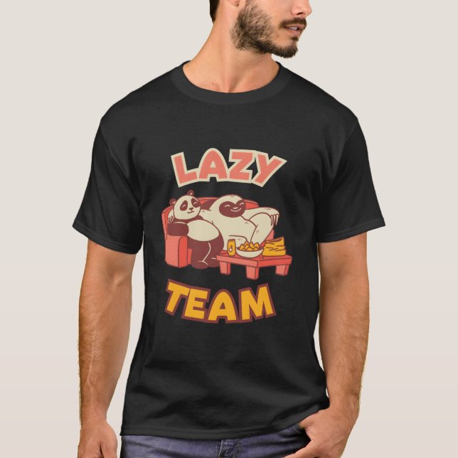 Camiseta Equipe Preguiçosa Preguiça E Panda Bambu Selvagem  (Frente)