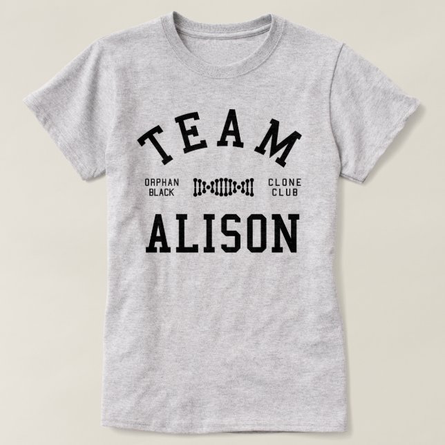 Camiseta Equipe preta órfão Alison (Frente do Design)