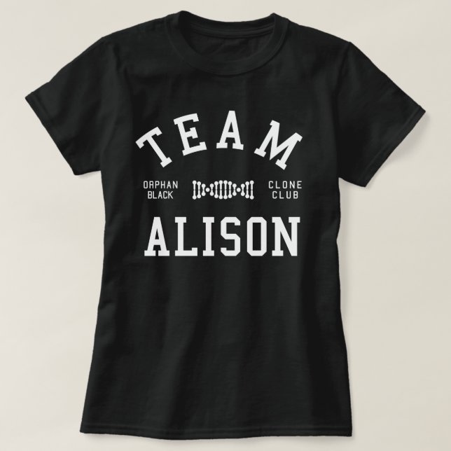 Camiseta Equipe preta órfão Alison (Frente do Design)