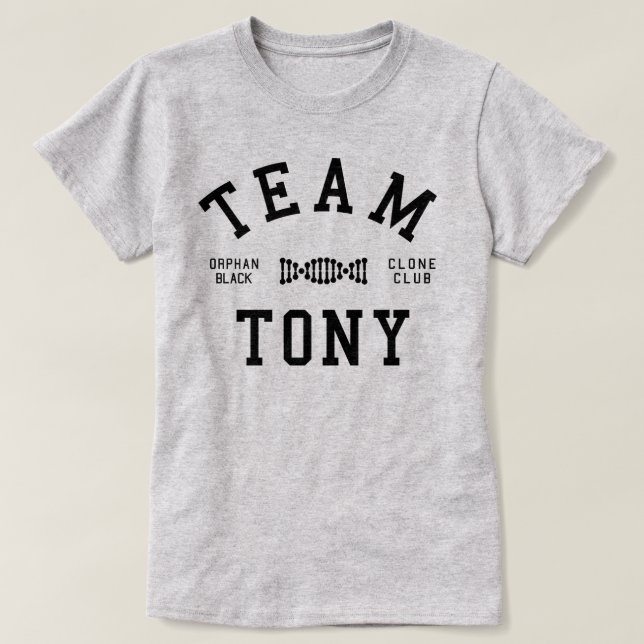 Camiseta Equipe preta órfão Tony (Frente do Design)