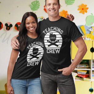 Camiseta Equipe Professora Tripulação Preta e Branca