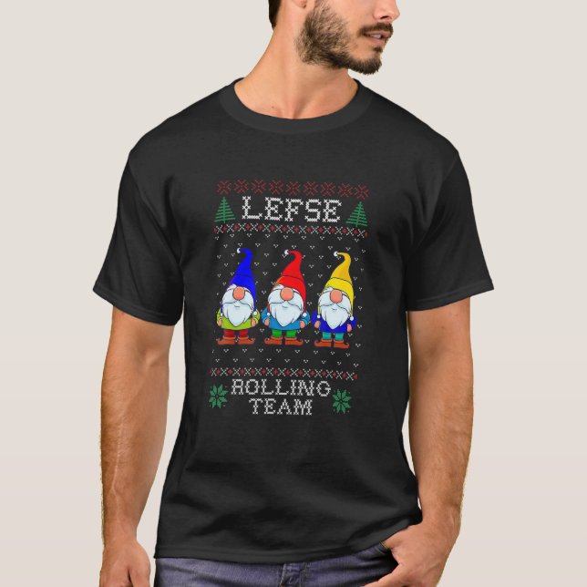 Camiseta Equipe Rolling da Esquerda, Tomate de Natal Gnomo  (Frente)