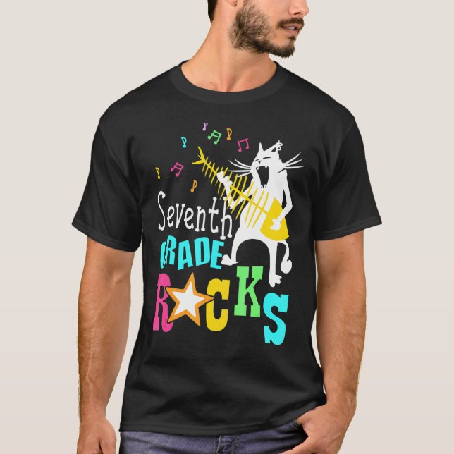 Camiseta Equipe Sétima Série Roca 7ª Série  Gato Tocando Gu (Frente)