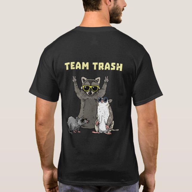 Camiseta Equipe Trash Ogambm Raccoon Animais de Rato Gelado (Verso)
