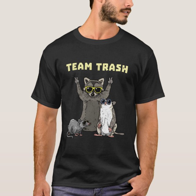 Camiseta Equipe Trash Ogambm Raccoon Animais de Rato Gelado (Frente)