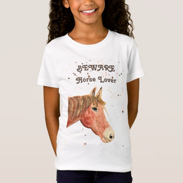 Camiseta Equírio de animais com aquarelas de cavalos em bru (Frente)