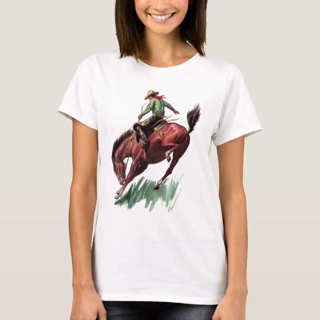 Camiseta Equitação do Bronc da sela (Frente)