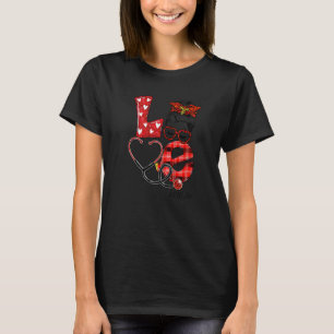 Camiseta Er Enfermeira Xadrez Leopard Amor Coração Mensag
