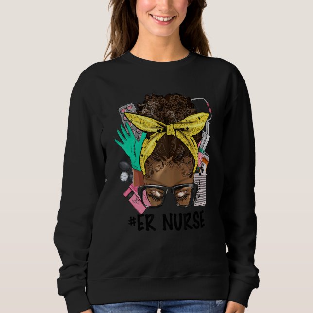 Camiseta ER NURSE Messy Bun Afro Hair African Nurse Life He (Frente)