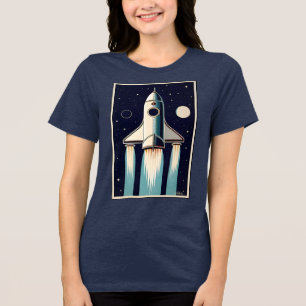 Camiseta Era Espacial Retro Nave Espacial dos Anos 50