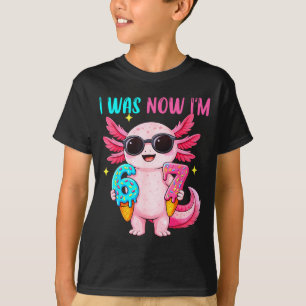 Camiseta Era seis sete axolote sorvete gotejamento aniversá