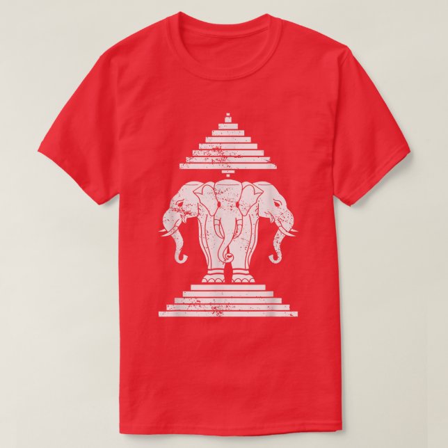 Camiseta Erawan Sabaidi Saudação 3 Reino Elefante (Frente do Design)