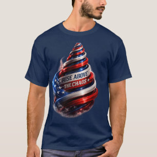 Camiseta Erga-se Acima do Caos Espiral Patriótica 3D Óptica