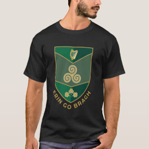 Camiseta Erin Go Bragh Escudo Orgulho Irlandês Crista Harpa