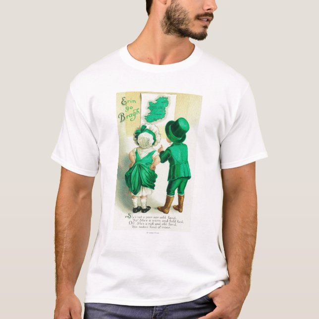 Camiseta Erin vai casal de Bragh que olha o mapa de Ireland (Frente)