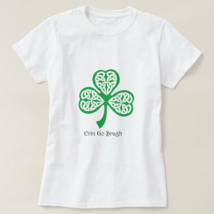 Camiseta Erin vai trevo de Bragh com knotwork celta
