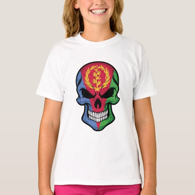 Camiseta Eritreia Smiling Skull Flag (Frente)