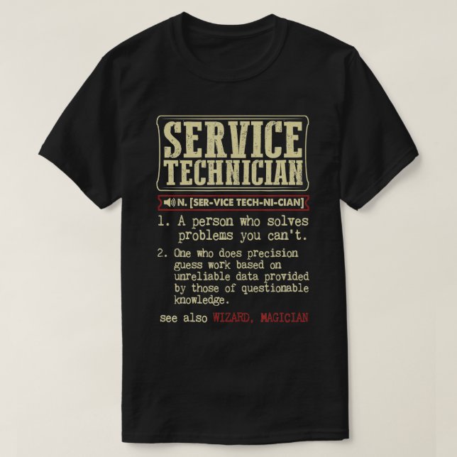 Camiseta erm de Dicionário do Técnico de Serviços (Frente do Design)